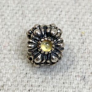 EUC Pandora 790580CIG Sterling Silver November Birthday Blooms Charm w/ Citrine